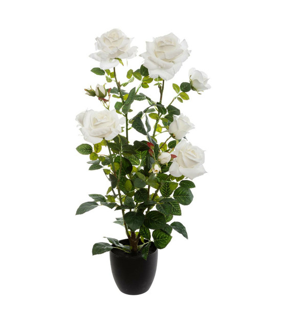 Plante artificielle rosier velours en pot h 74 cm