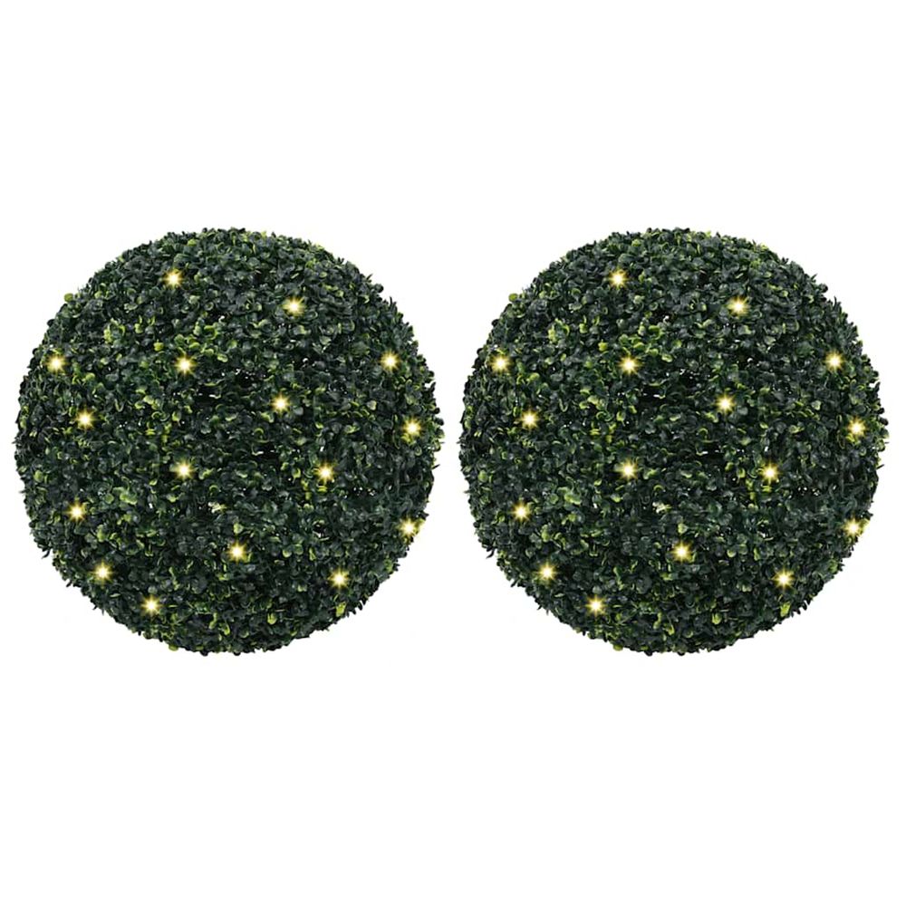Boules de buis artificielles avec lumières led 2 pcs vert 52 cm