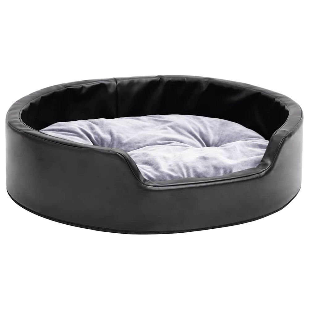 Lit pour chiens noir et gris 69x59x19 cm peluche et similicuir
