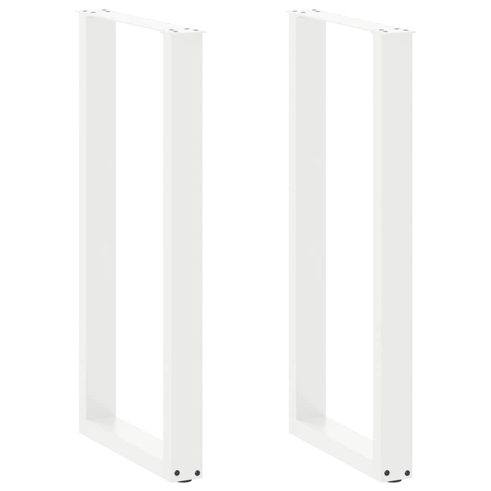 Pieds de table de bar en u, 2 pièces, blanc, 50 x (100-101) cm, acier