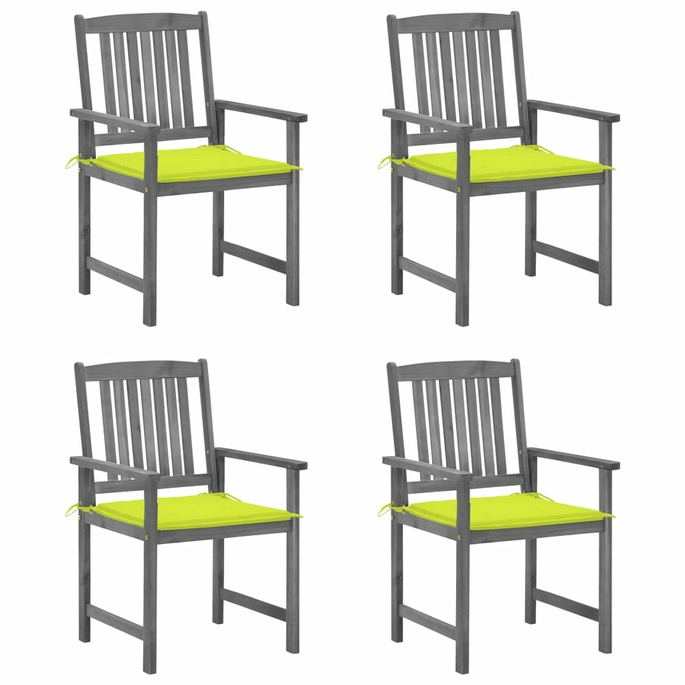 Chaises de jardin et coussins lot de 4 gris bois acacia massif