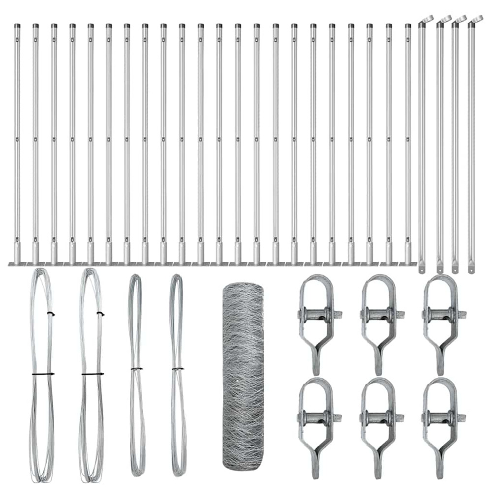 Poteau de clôture. Argenté 50 x 0,5 m (maillage 36 mm) acier