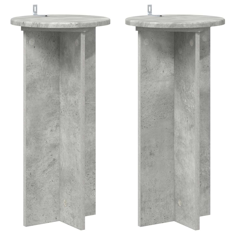 Support de plante 2 pièces gris béton 29,5 x 29,5 x 60 cm