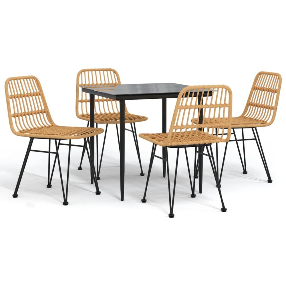 Ensemble à manger de jardin 5pcs résine tressée