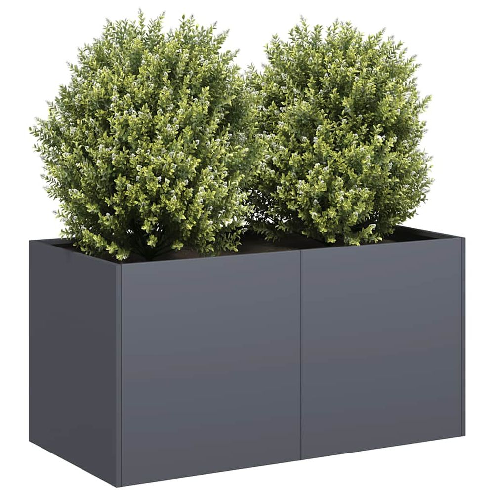 Jardinière rectangulaire acier terrasse balcon anthracite 80x40cm