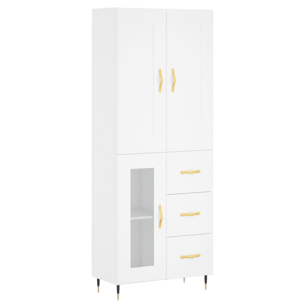 Buffet bahut commode armoire meuble de rangement organisateur cuisine salle de séjour salon haut 69,5 x 34 x 180 cm bois d'in
