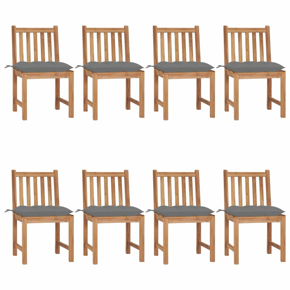 Chaises de jardin lot de 8 avec coussins bois de teck massif