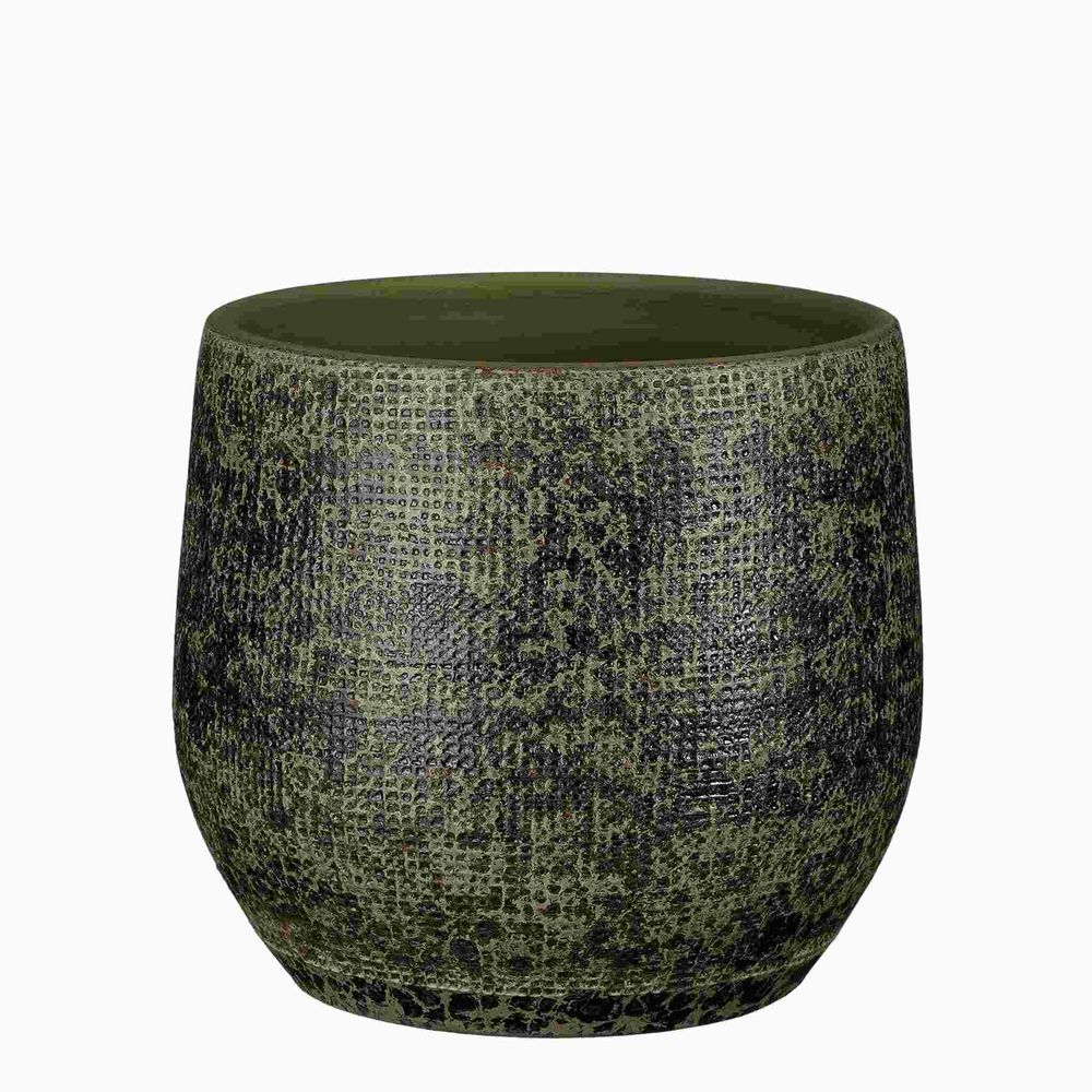 Mica Decorations Pot De Fleurs Amber Céramique Vert 23x23x21 Cm - Décoration Intérieure Élégante