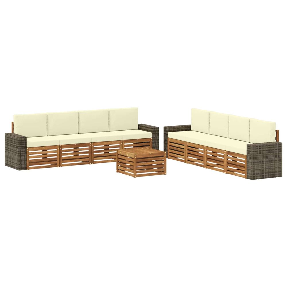 Ensemble de canapés d'extérieur 9 pc naturel et crème