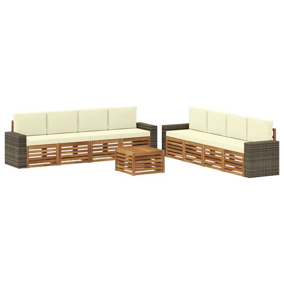 Ensemble de canapés d'extérieur 9 pc naturel et crème