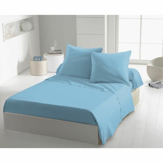 Drap plat microfibre 82 g - 180 x 290 cm - bleu ciel