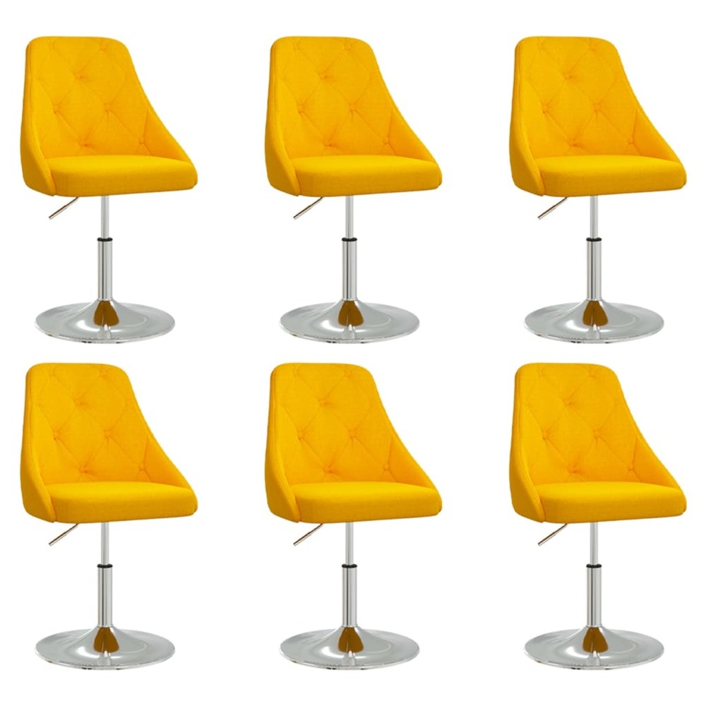 Chaises pivotantes de salle à manger 6 pcs jaune tissu