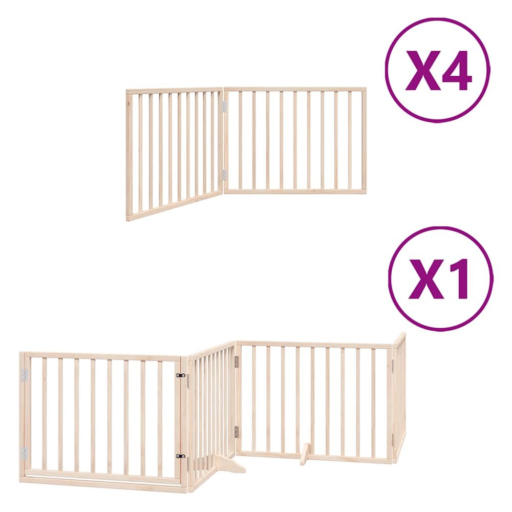 Barrière pour chien porte pliable 12 panneaux bois de peuplier