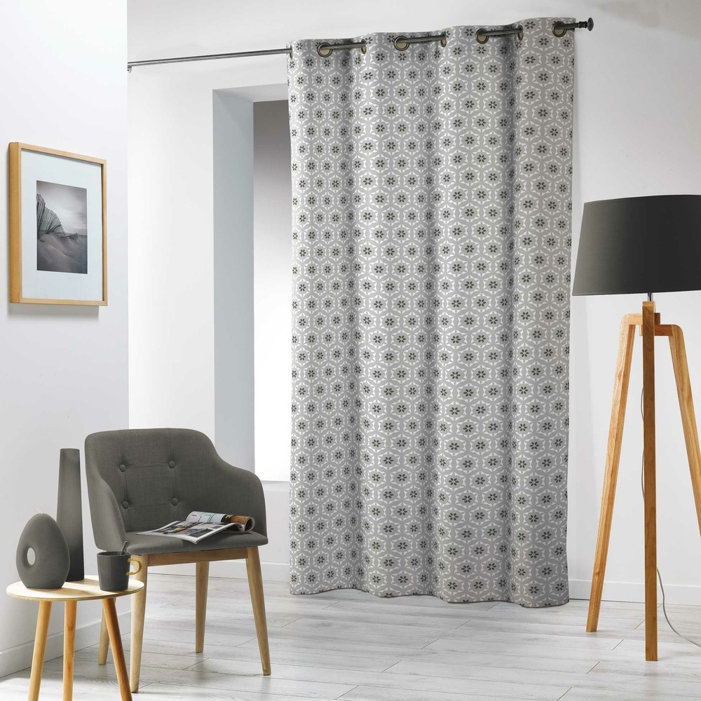 Rideau a oeillets imprime microfibre collection satine