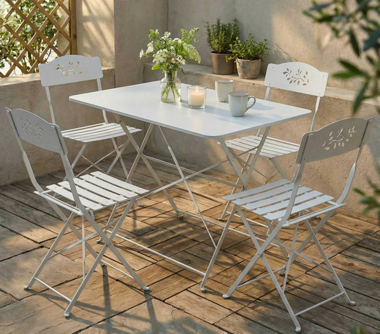 Ensemble table et chaises de jardin - 4 places - blanc - venone