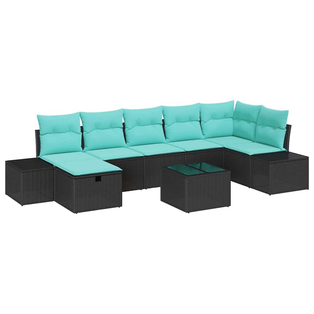 Ensemble de canapé de jardin 8 pc noir polyrotin