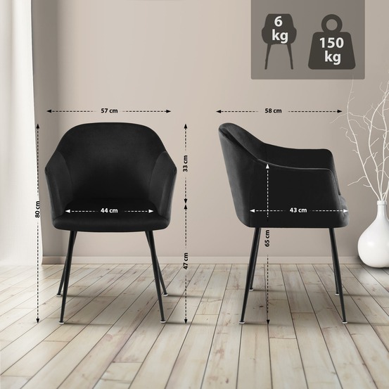 Chaise de salle à manger en velours jaysie