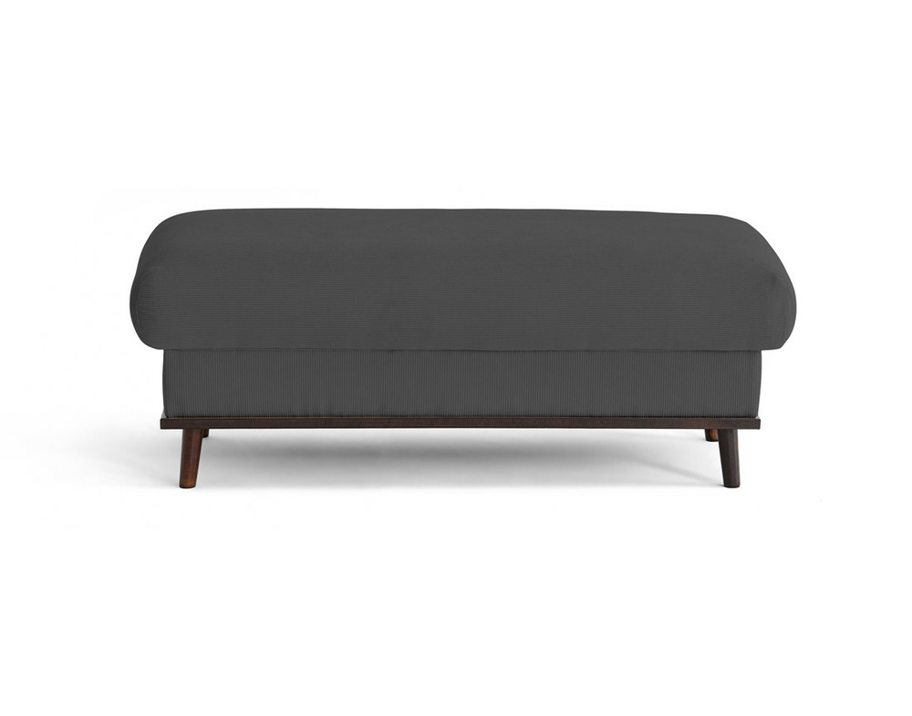 Albane - pouf en velours côtelé pieds bois foncé