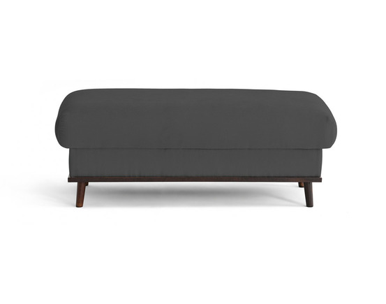 Albane - pouf en velours côtelé pieds bois foncé