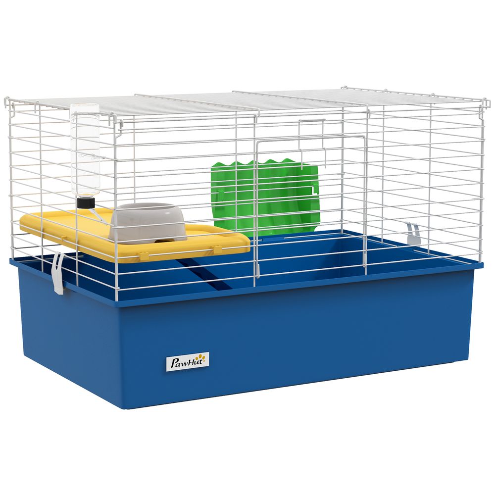Cage rongeurs métal pp cochons d'inde chinchillas rampe et bac 71x46x47cm bleu