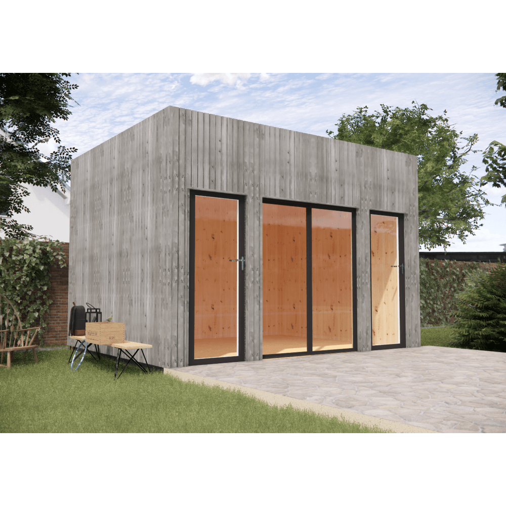 Studio de jardin re2020 en bois 4,4 x 3,5 x 3,2 m / isolation re2020 / menuiseries alu k-line