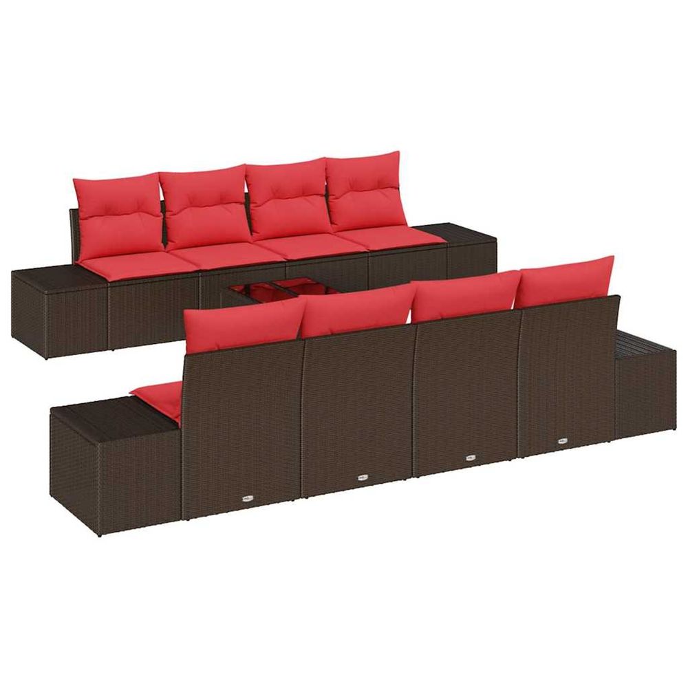 Ensemble de canapé de jardin 9 pc marron polyrotin