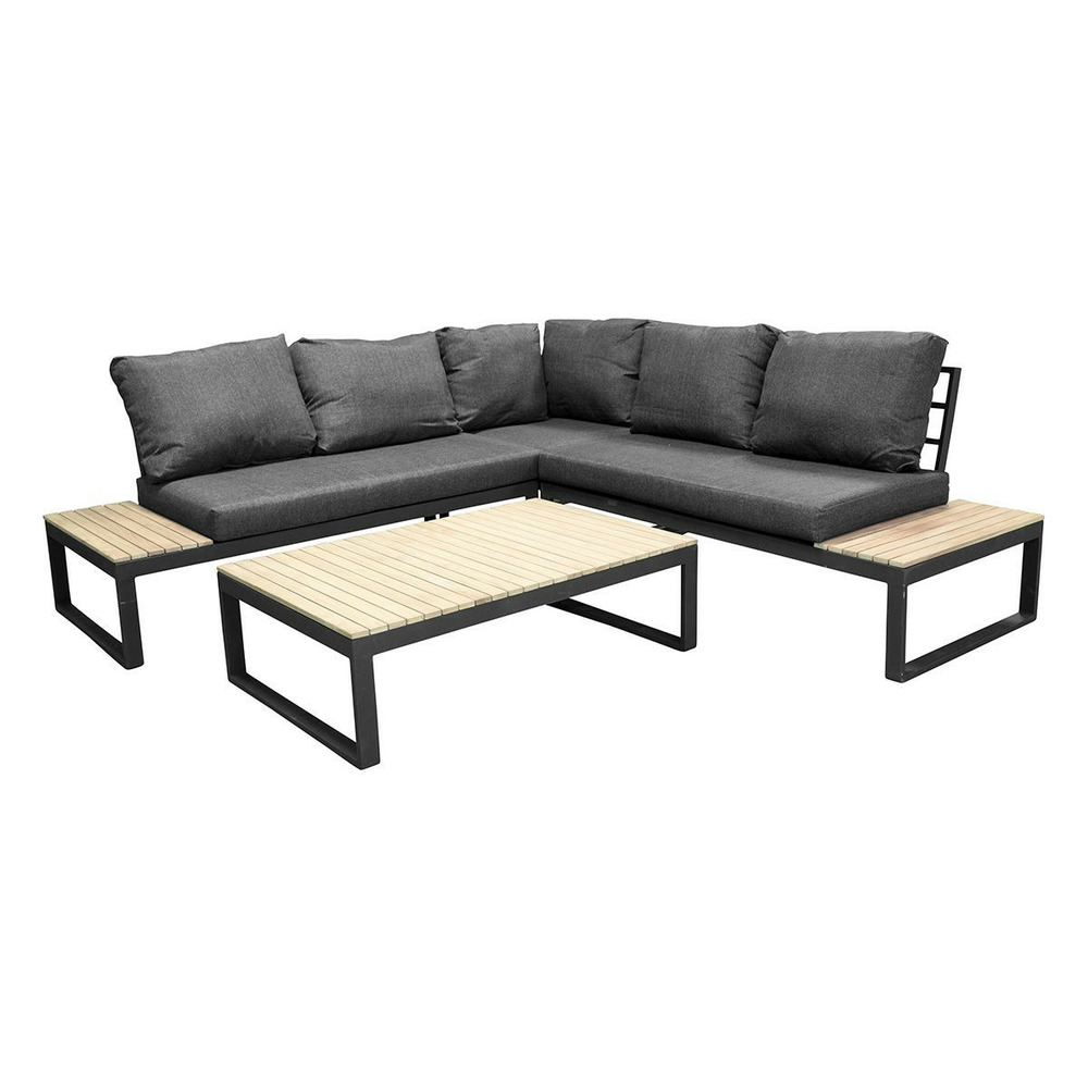 Salon d'angle de jardin panama 225cm noir