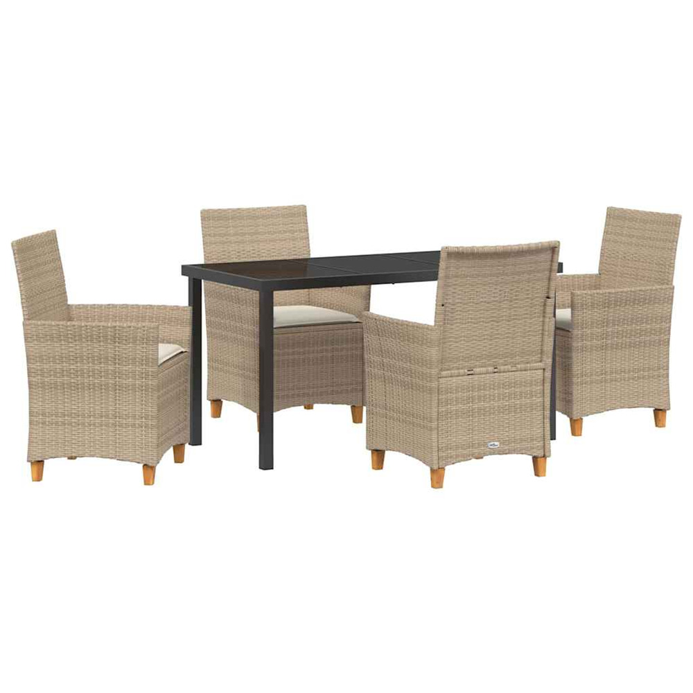Ensemble de salle à manger pour jardin 5 pcs beige polyrotin