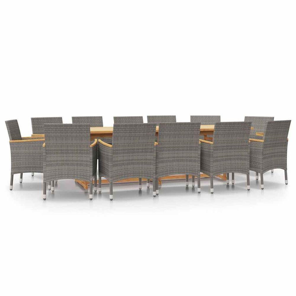 Ensemble à manger de jardin 13 pcs avec coussins gris