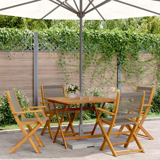 Ensemble à manger de jardin 5pcs gris polypropylène bois massif