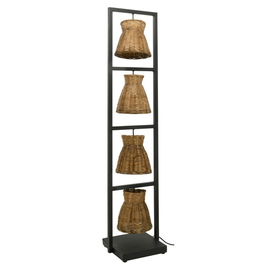 Lampe en métal et bambou naturel