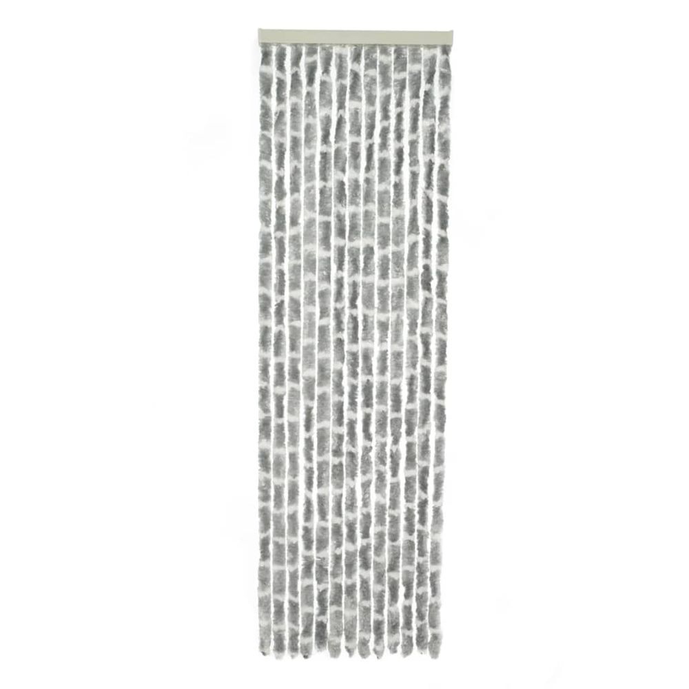 Rideau de porte chenille stripe 185x56 cm gris et blanc