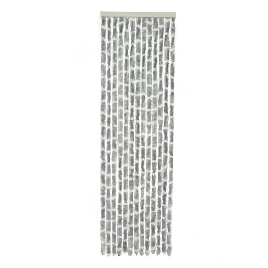 Rideau de porte chenille stripe 185x56 cm gris et blanc