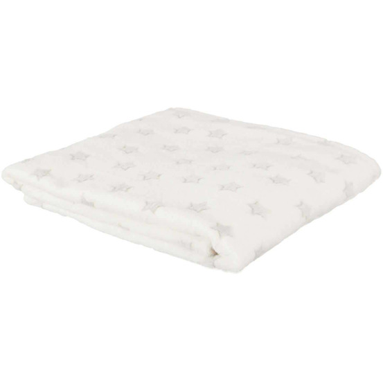 Plaid phosphorescent en polyester etoiles 120 x 150 cm blanc