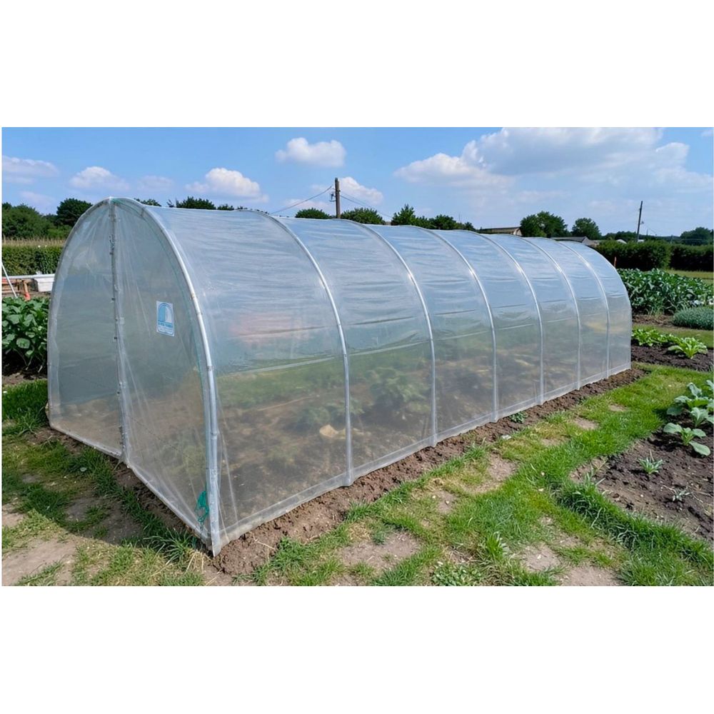 Serre tunnel de jardin - 31m² - 3 x 10,5m - pieds arrondis - polyéthylène haute densité - 2 portes - les serres tonneau