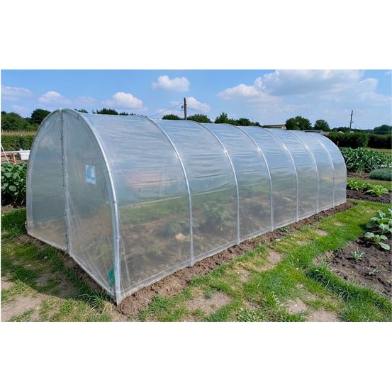 Serre tunnel de jardin - 31m² - 3 x 10,5m - pieds arrondis - polyéthylène haute densité - 2 portes - les serres tonneau