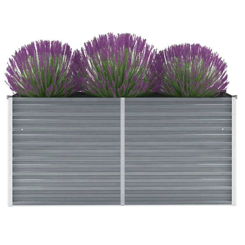 Jardinière haute sur pieds acier galvanisé pour balcon gris 160x40x77cm