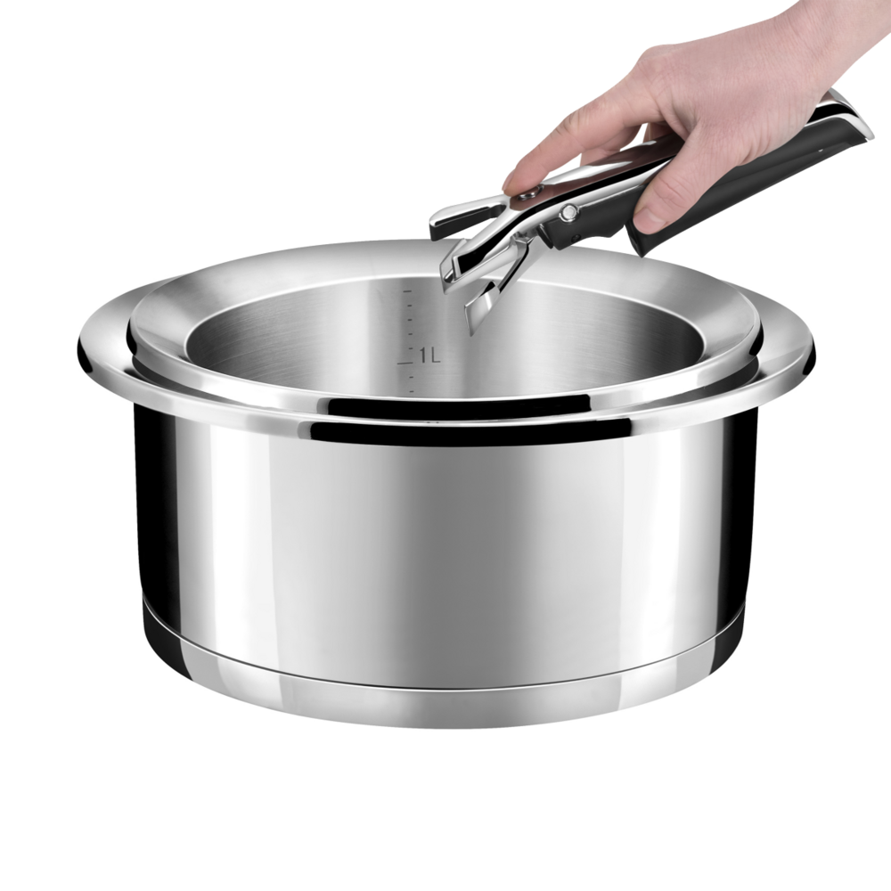 Ycône - lot de 2 casseroles avec poignée amovible