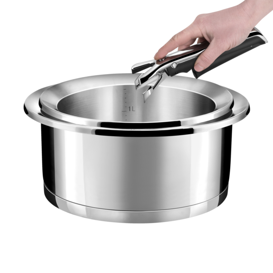 Ycône - lot de 2 casseroles avec poignée amovible