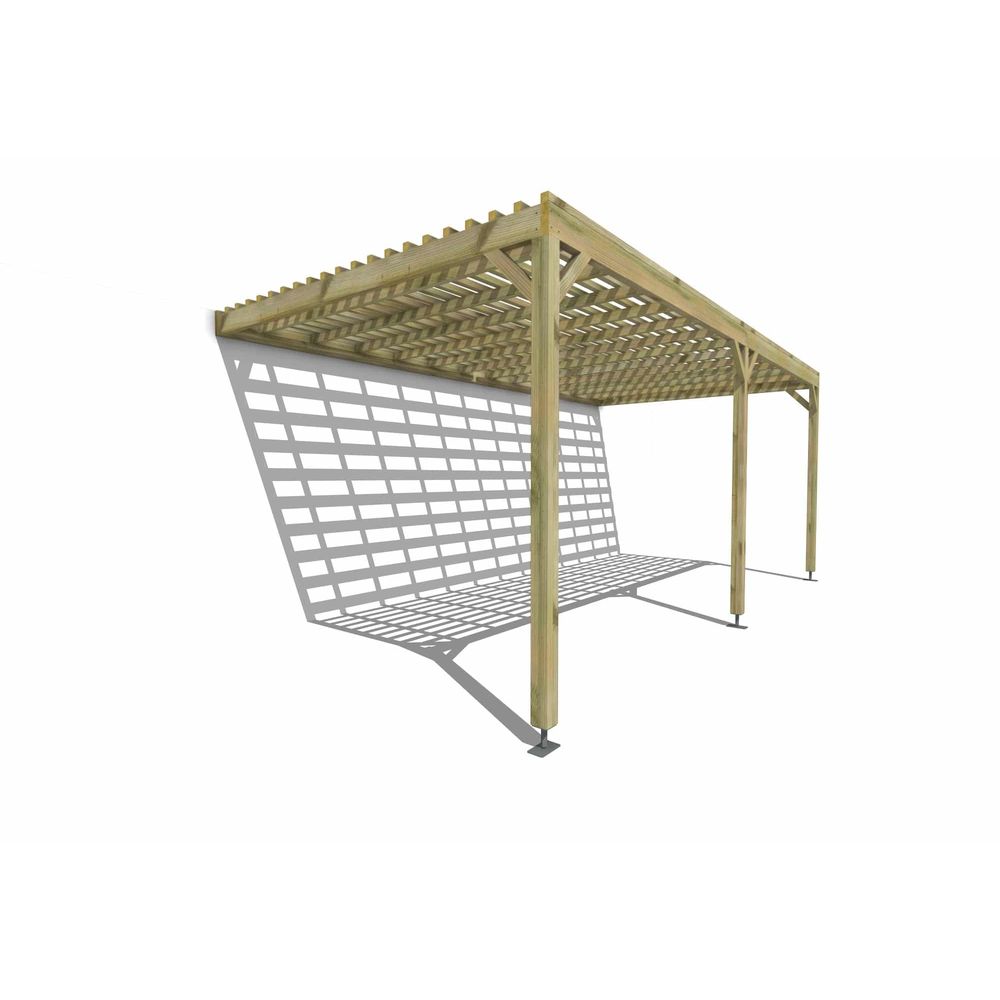 Pergola bois • 6m x 3m • adossée • sens profondeur • lattage bois • livraison comprise