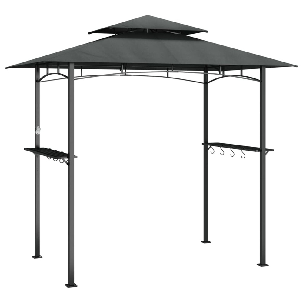 Gazebo bbq et étagères latérales anthracite 240x150x243cm acier