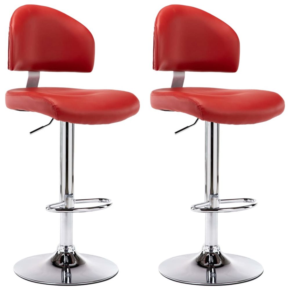 Tabourets de bar lot de 2 rouge bordeaux similicuir