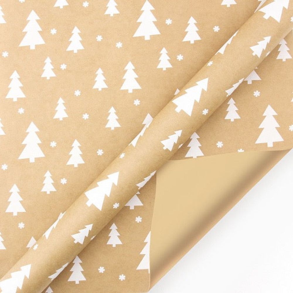 Papier cadeau de noël - sapin blanc
