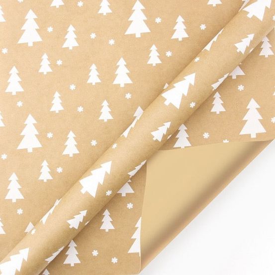 Papier cadeau de noël - sapin blanc