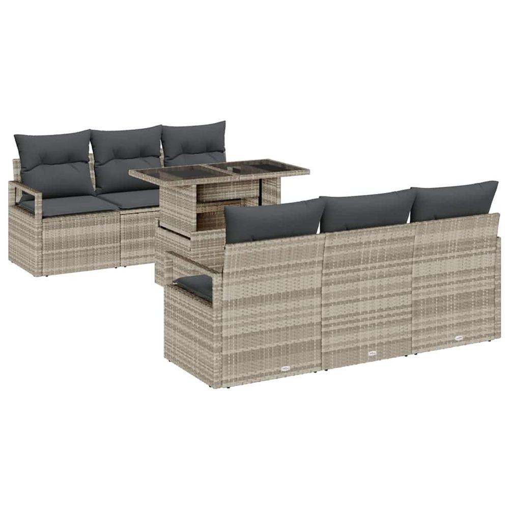 Ensemble de canapé de jardin 7 pc 6-nombre de places gris clair