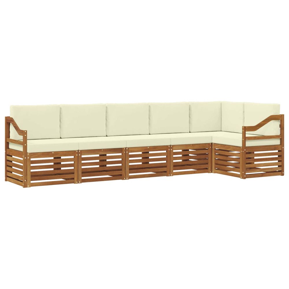 Ensemble de canapés d'extérieur 6 pc naturel et crème polyester