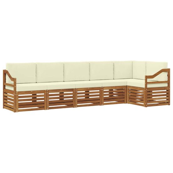 Ensemble de canapés d'extérieur 6 pc naturel et crème polyester
