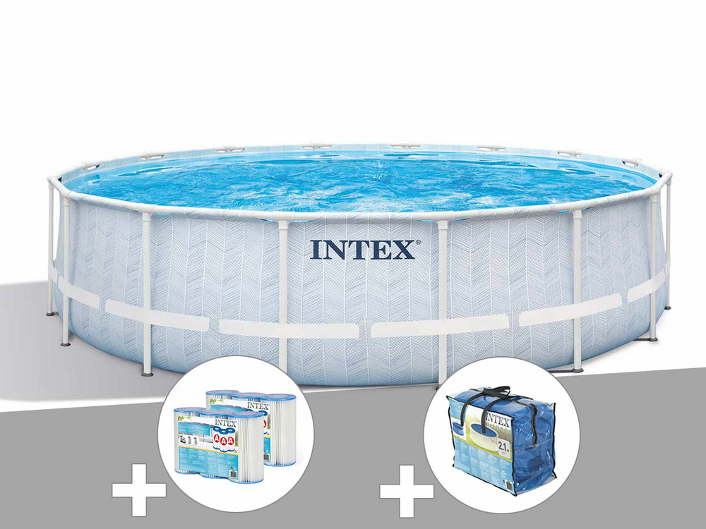 Kit piscine tubulaire chevron ronde 4,88 x 1,22 m + 6 cartouches de filtration