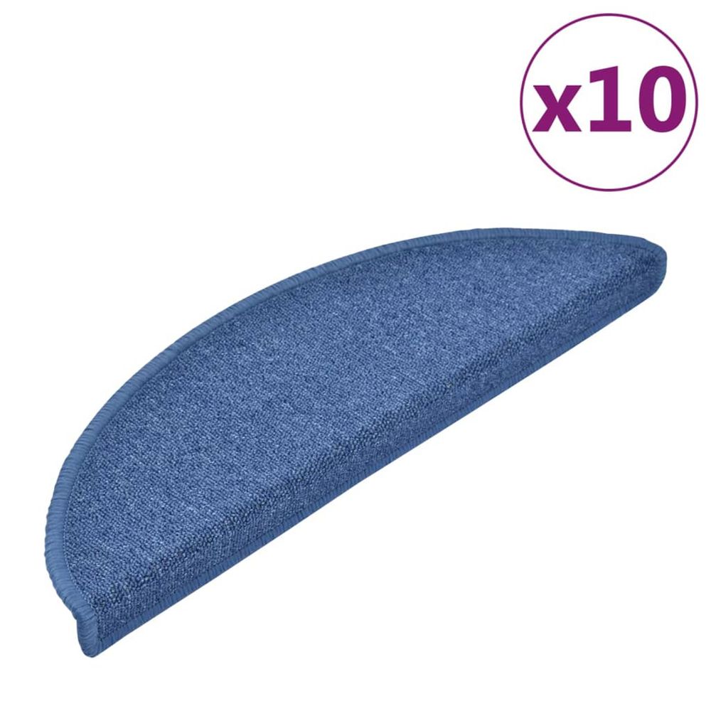 Tapis d'escalier 10 pièces 56 x 17 x 3 cm non-slip bleu