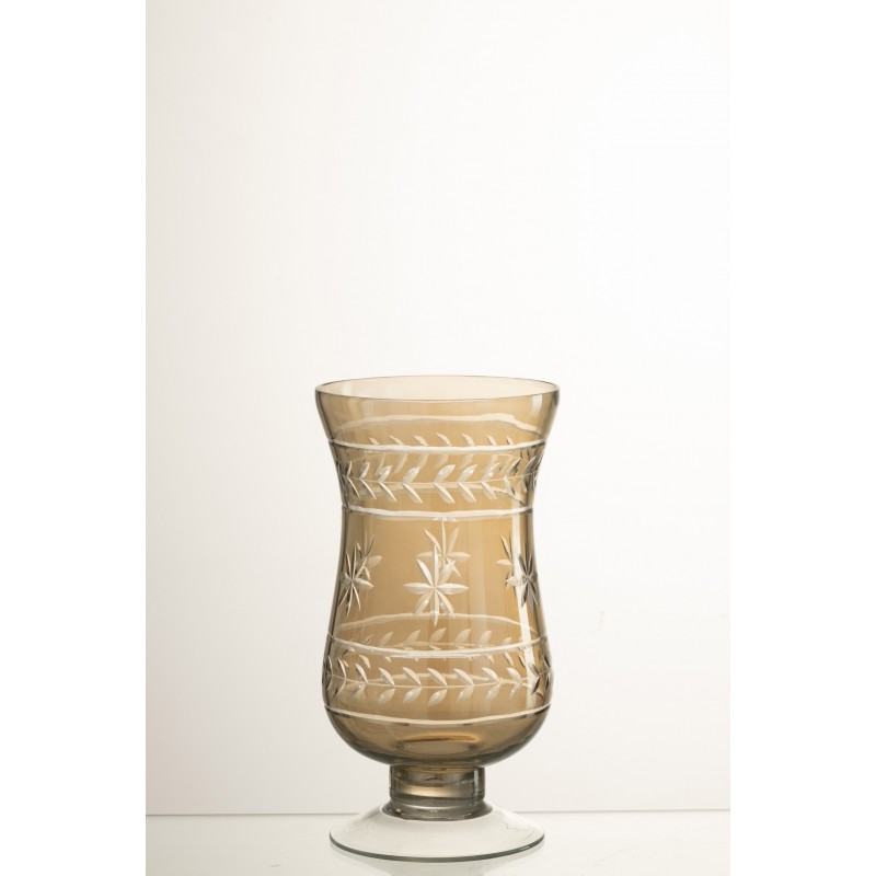 Vase moderne en verre gris 11.5x11.5x22 cm
